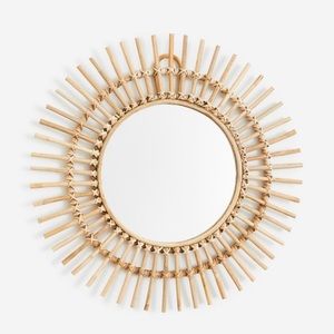 NEW Wooden Sunburst Mirrors - Set of Two